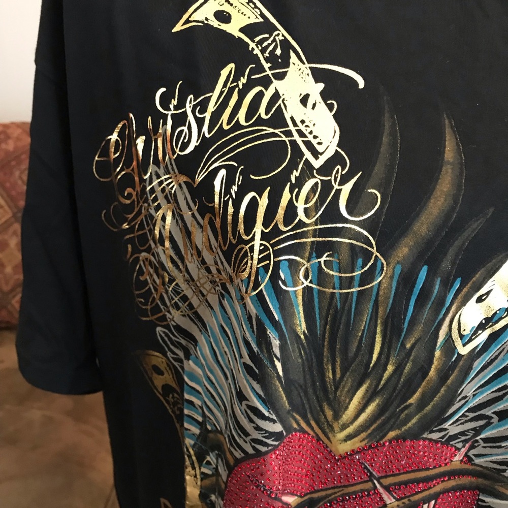 Christian Audigier -Ed Hardy Rhinestone Tee L - Picture 3 of 6